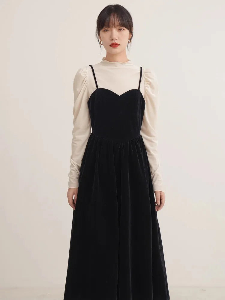 French Velvet Slip Dress – Luxe Retro Elegance