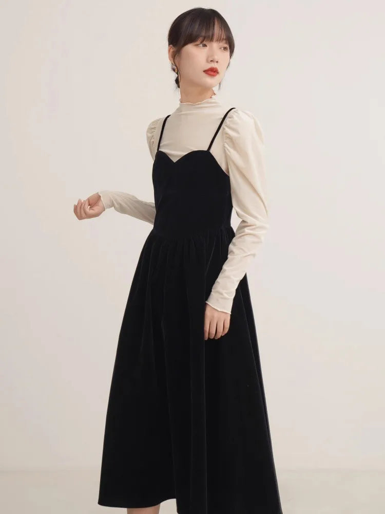 French Velvet Slip Dress – Luxe Retro Elegance