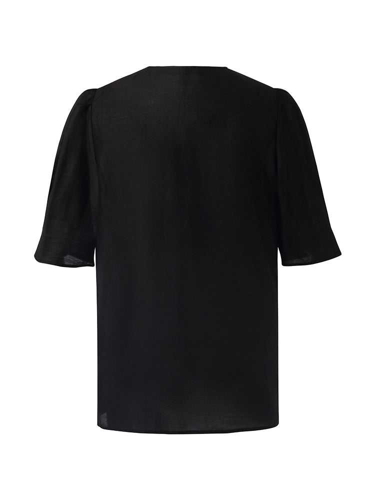 Tencel Patchwork Collar Shirt – Modern Fit, Soft Feel