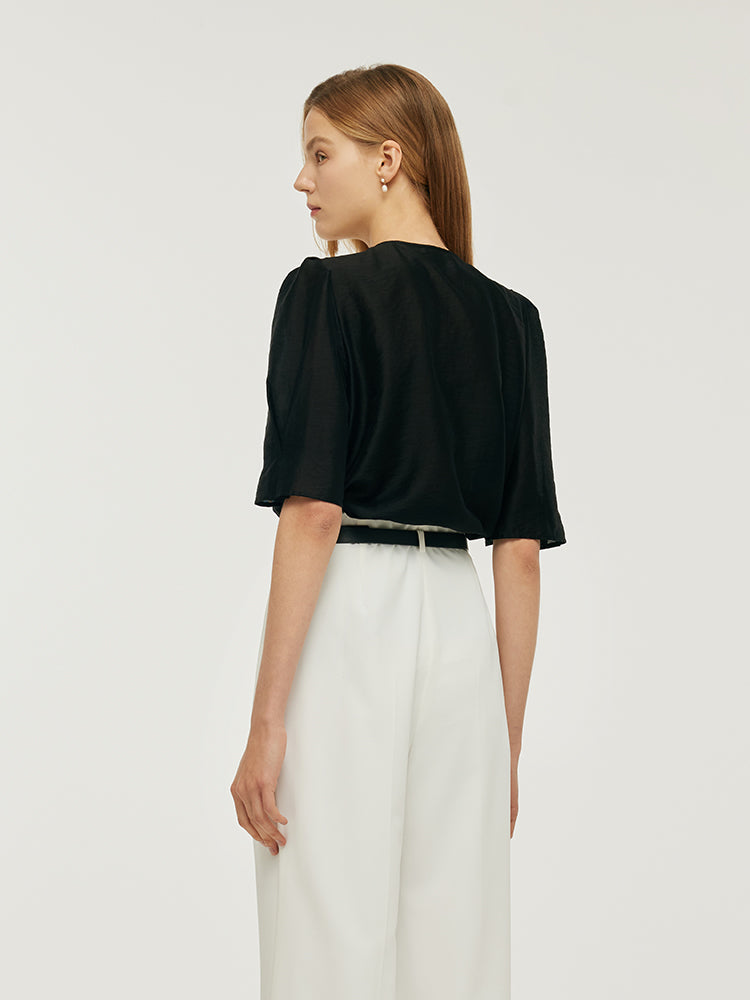 Tencel Patchwork Collar Shirt – Modern Fit, Soft Feel