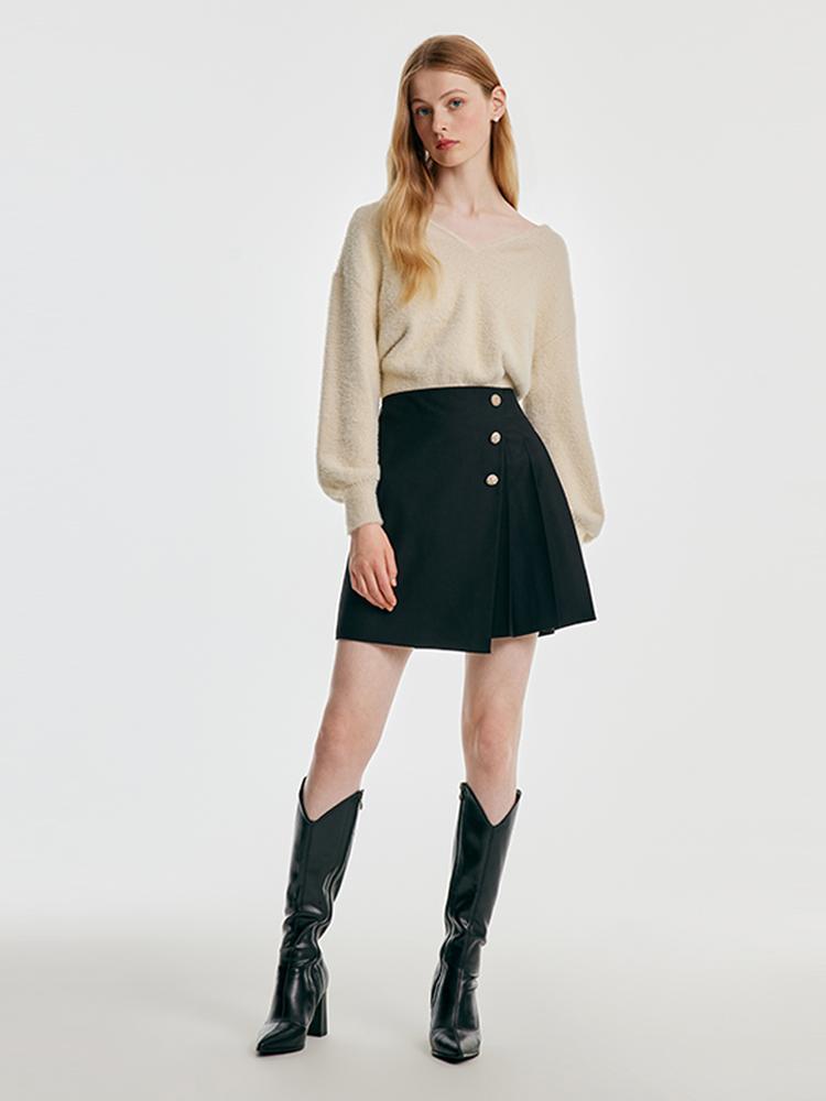 Black Asymmetrical A-Line Mini Skirt – Modern City Style
