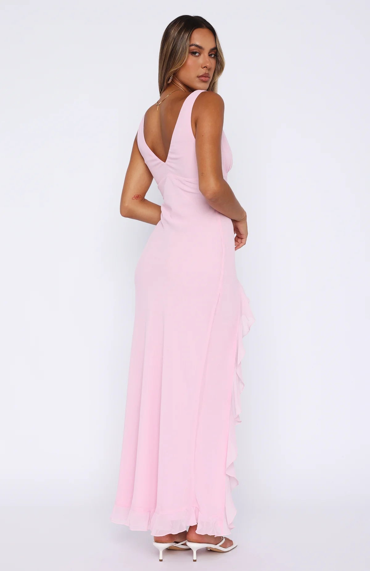 Ruffled Tulle Maxi Dress