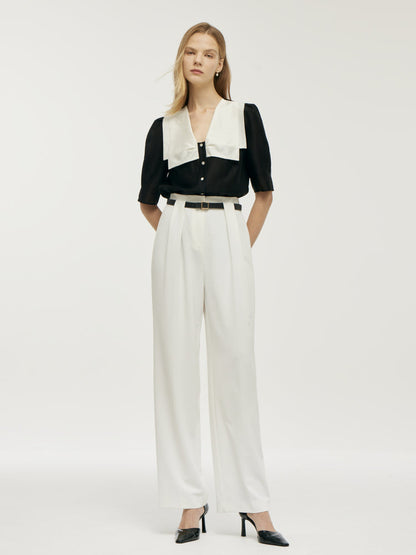 Tencel Patchwork Collar Shirt – Modern Fit, Soft Feel