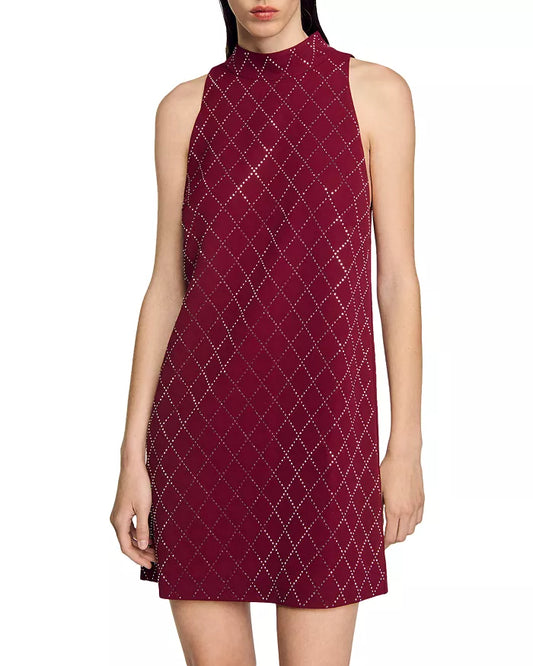 Red Strapless Dress with Crystal Embellishments