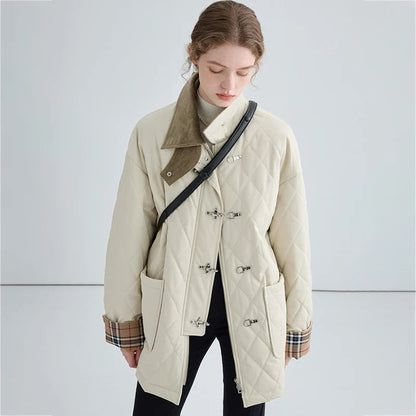 Square Neck Quilted Cotton Padded Jacket