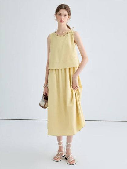 Summer Sleeveless Midi Dress – Relaxed Fit with Adjustable Straps