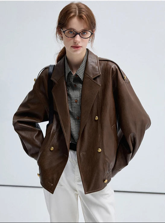 Vintage Brown Leather Jacket – Waterproof, Elegant & Durable