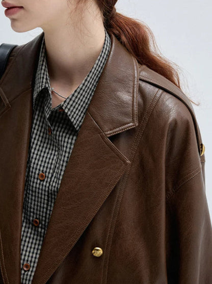 Vintage Brown Leather Jacket – Waterproof, Elegant & Durable