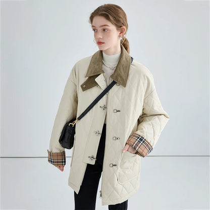 Square Neck Quilted Cotton Padded Jacket