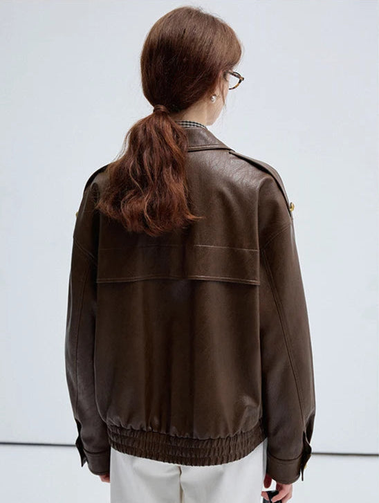 Vintage Brown Leather Jacket – Waterproof, Elegant & Durable