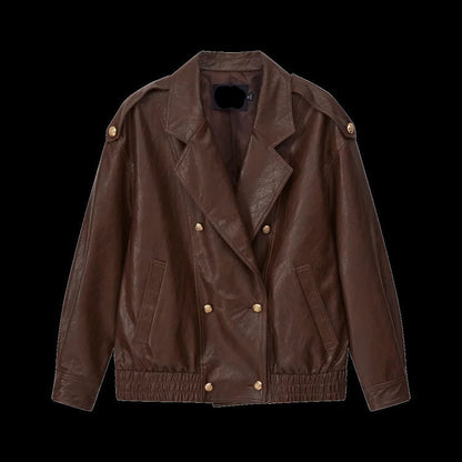 Vintage Brown Leather Jacket – Waterproof, Elegant & Durable