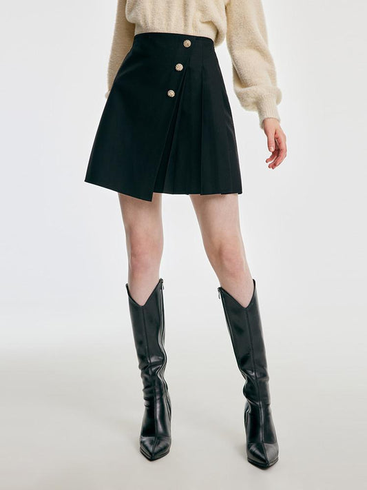 Black Asymmetrical A-Line Mini Skirt – Modern City Style