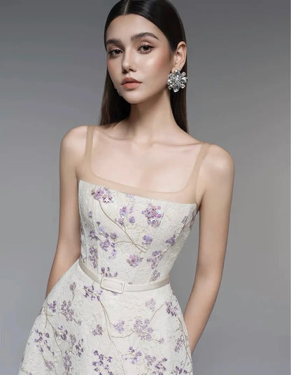 Embellished Sparkle A-Line Gown – Sleeveless Maxi Dress