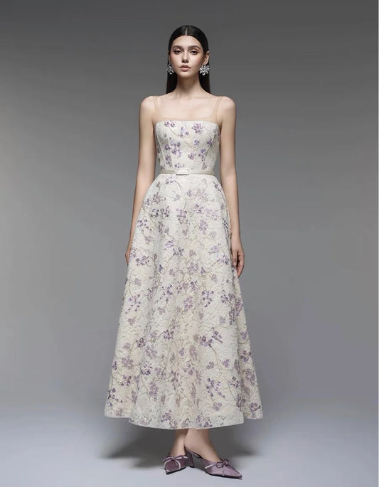Embellished Sparkle A-Line Gown – Sleeveless Maxi Dress