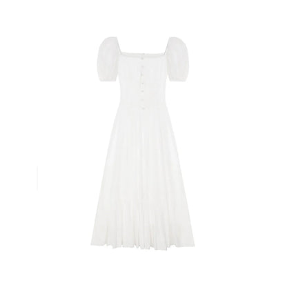 Square Neck Puff Sleeve Maxi Dress