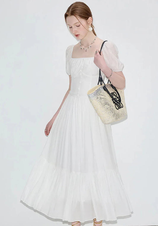 Square Neck Puff Sleeve Maxi Dress