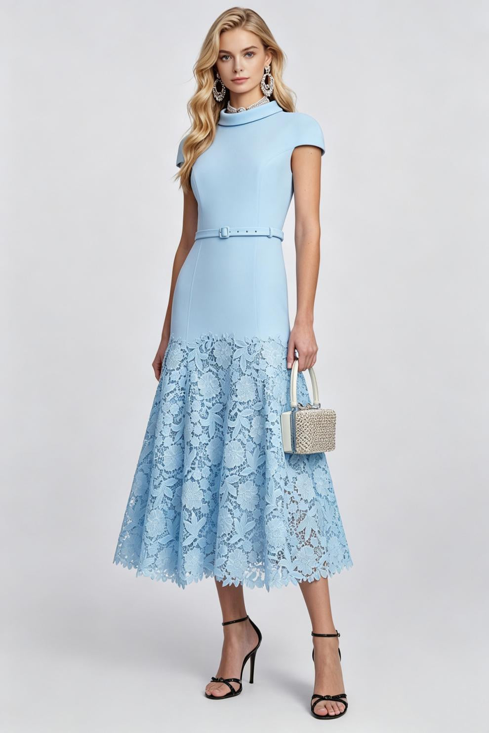 Celestine Lace-Trim Midi Dress