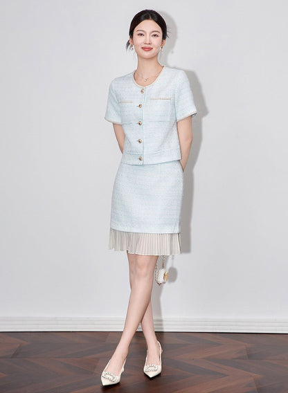 Celeste Beaded Top & Pleated Midi Skirt Set