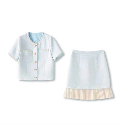 Celeste Beaded Top & Pleated Midi Skirt Set