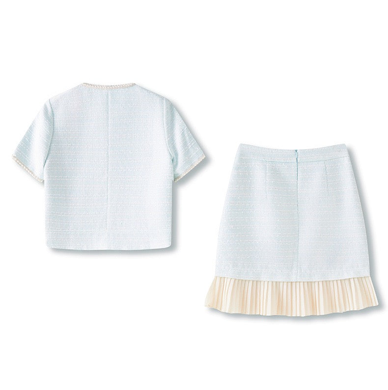 Celeste Beaded Top & Pleated Midi Skirt Set