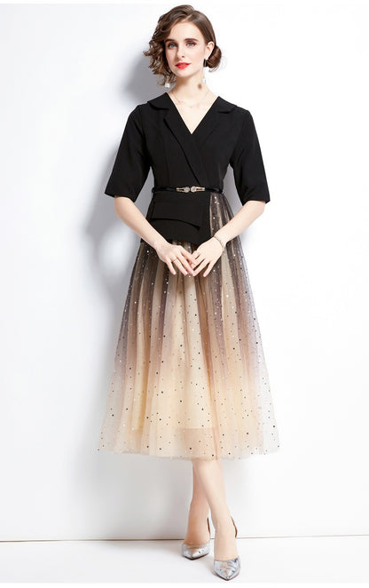 Élodie Noir Two-Piece Illusion Dress