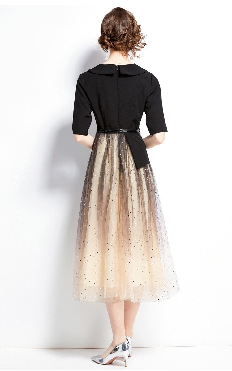 Élodie Noir Two-Piece Illusion Dress