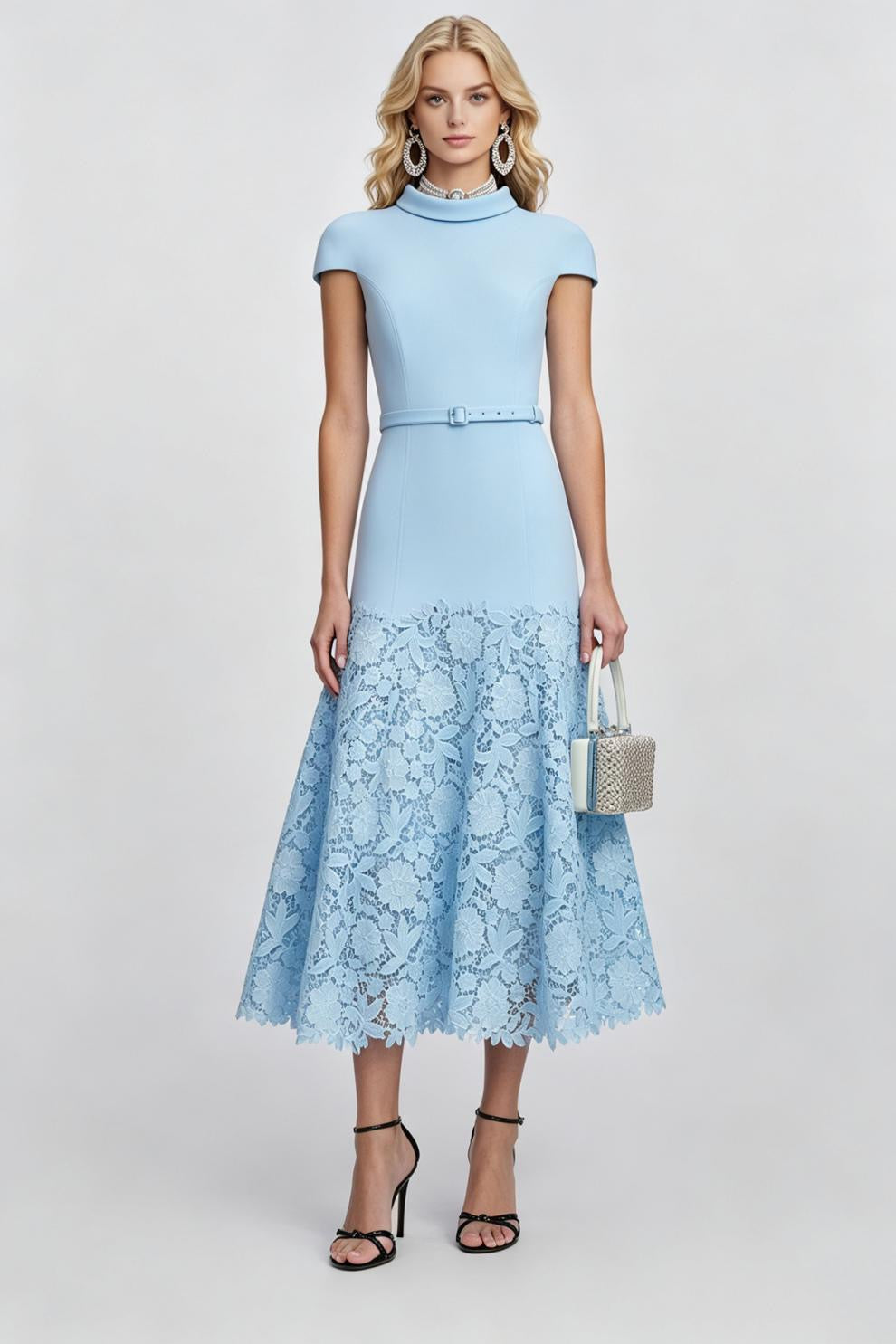Celestine Lace-Trim Midi Dress