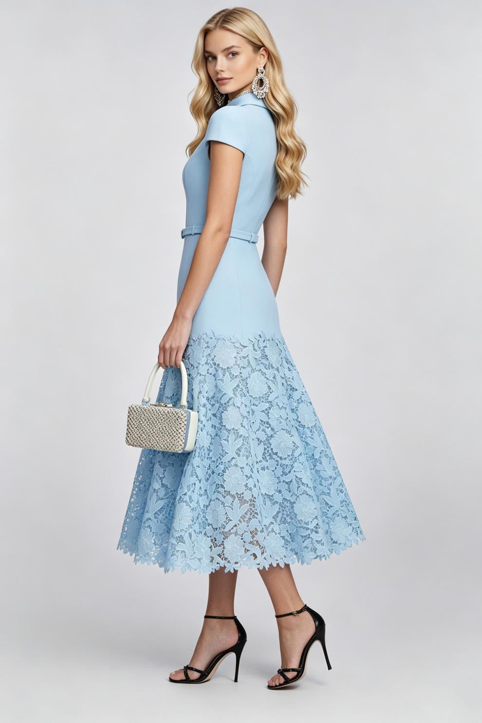 Celestine Lace-Trim Midi Dress