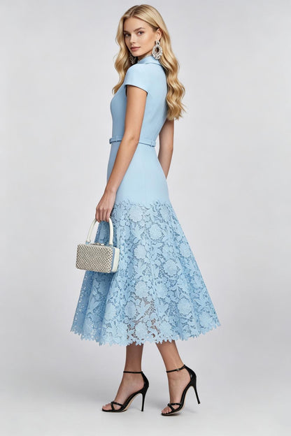 Celestine Lace-Trim Midi Dress