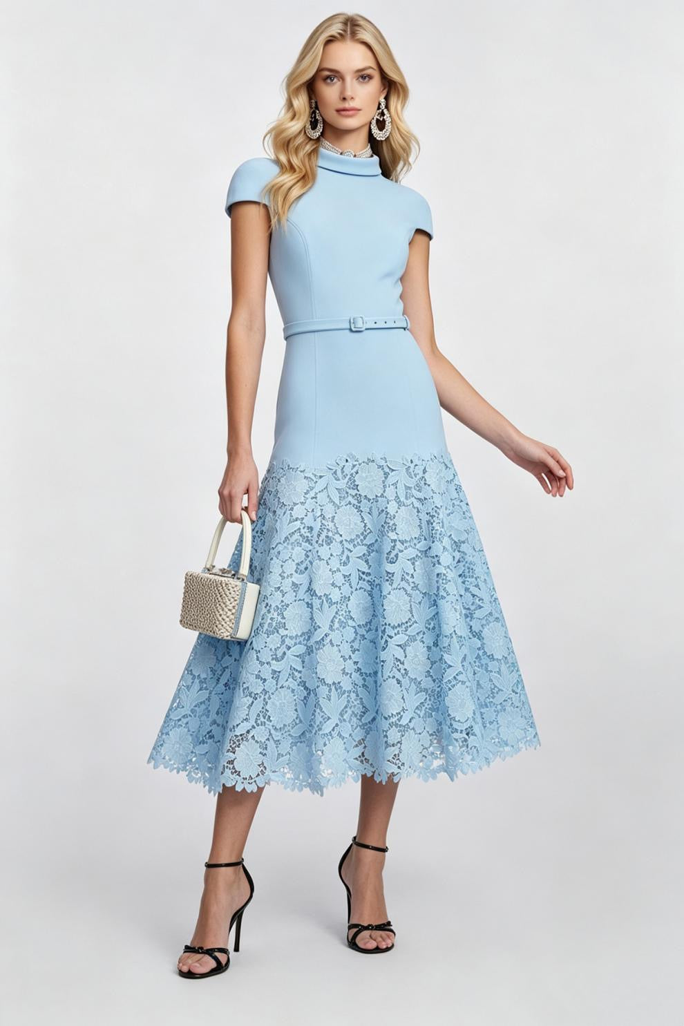 Celestine Lace-Trim Midi Dress