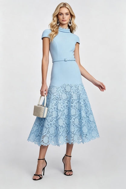 Celestine Lace-Trim Midi Dress