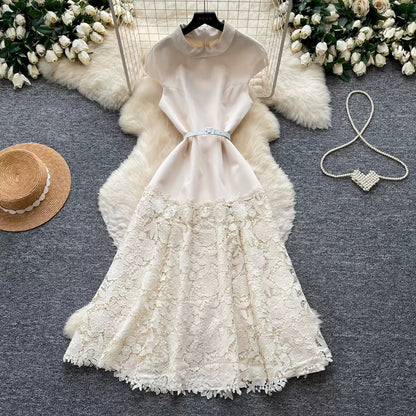 Celestine Lace-Trim Midi Dress