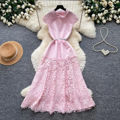 Celestine Lace-Trim Midi Dress