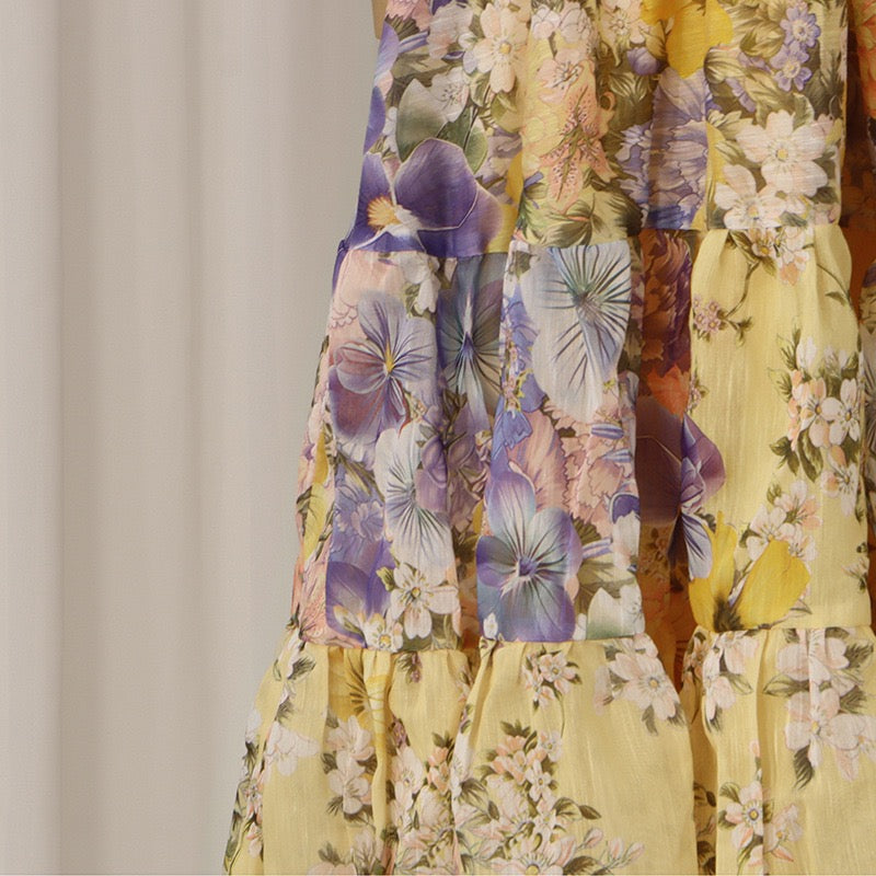 Fleur Ruffle Sleeve Floral Midi Dress