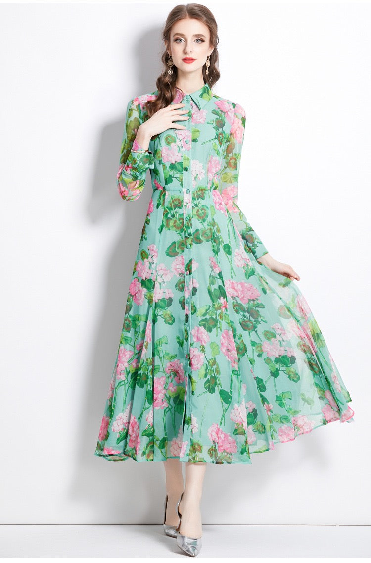Isabella Floral Shirt Maxi Dress