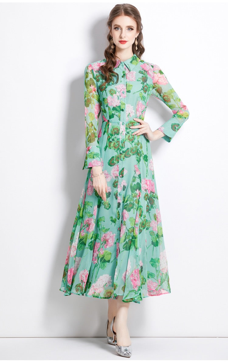 Isabella Floral Shirt Maxi Dress