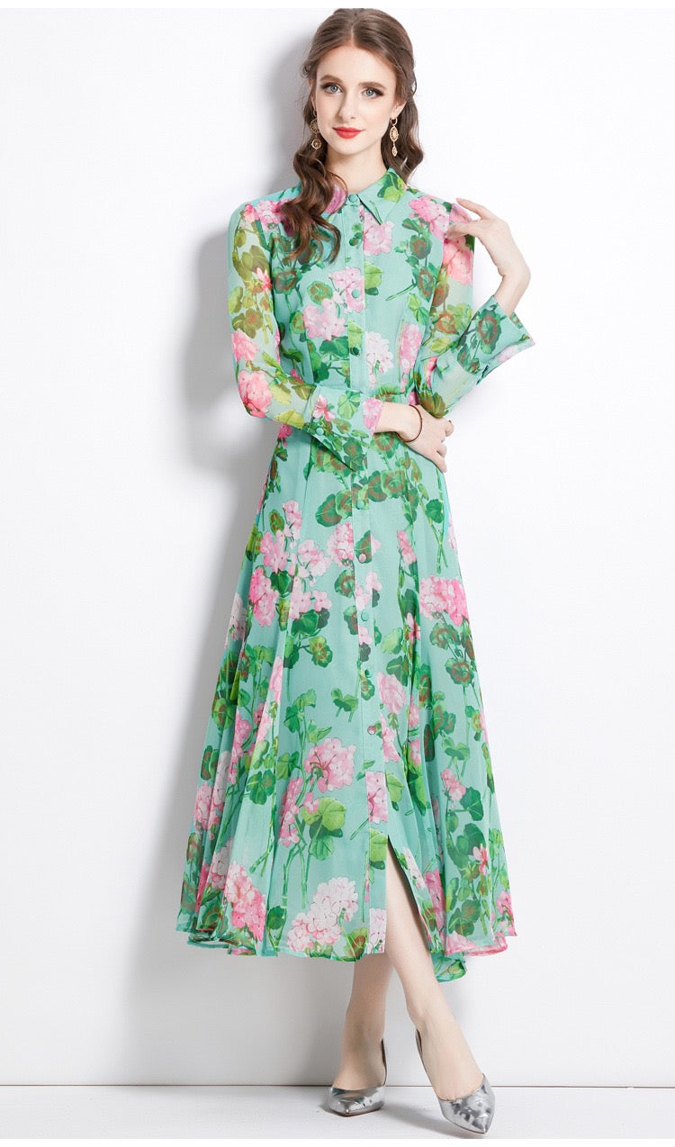 Isabella Floral Shirt Maxi Dress
