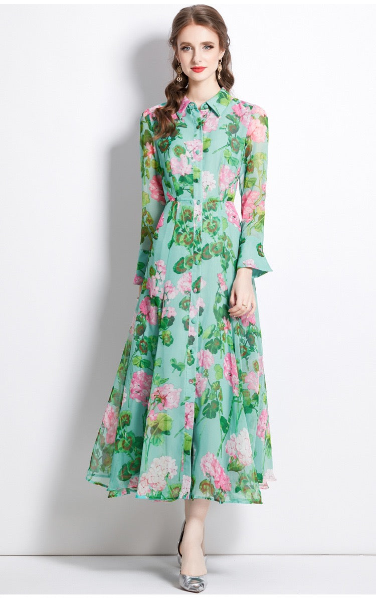 Isabella Floral Shirt Maxi Dress