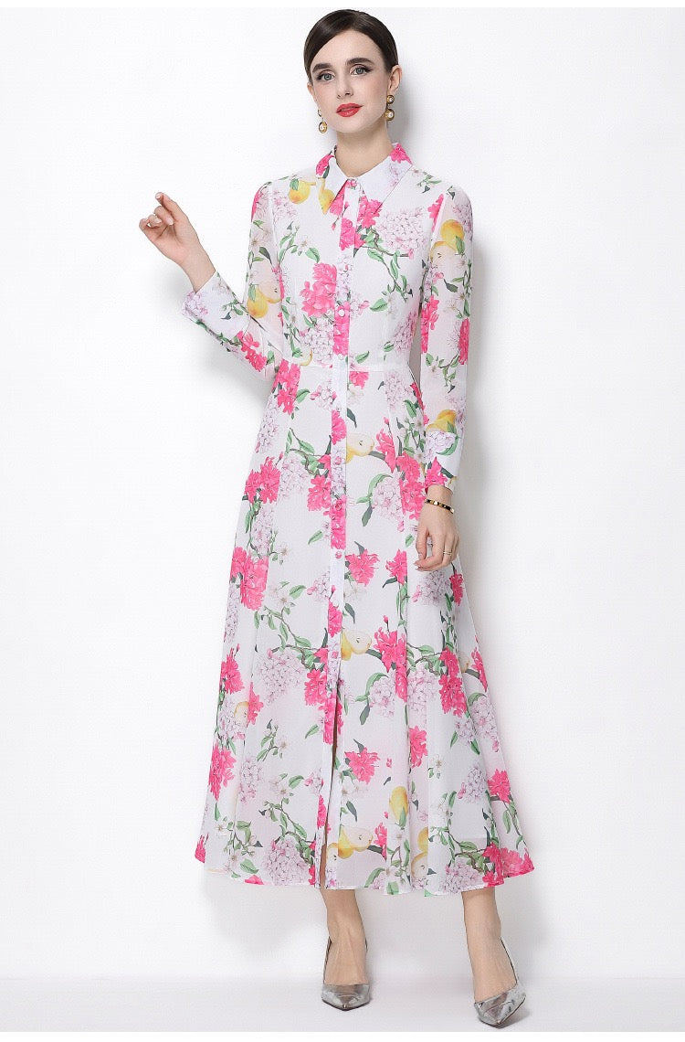 Isabella Floral Shirt Maxi Dress