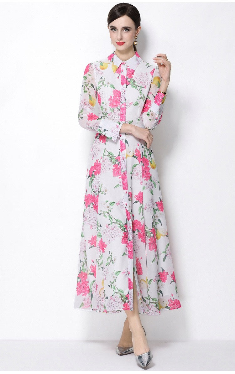Isabella Floral Shirt Maxi Dress