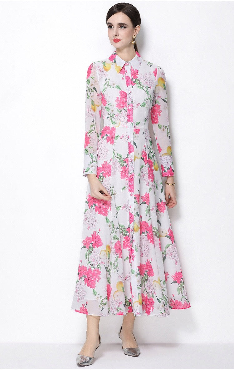 Isabella Floral Shirt Maxi Dress
