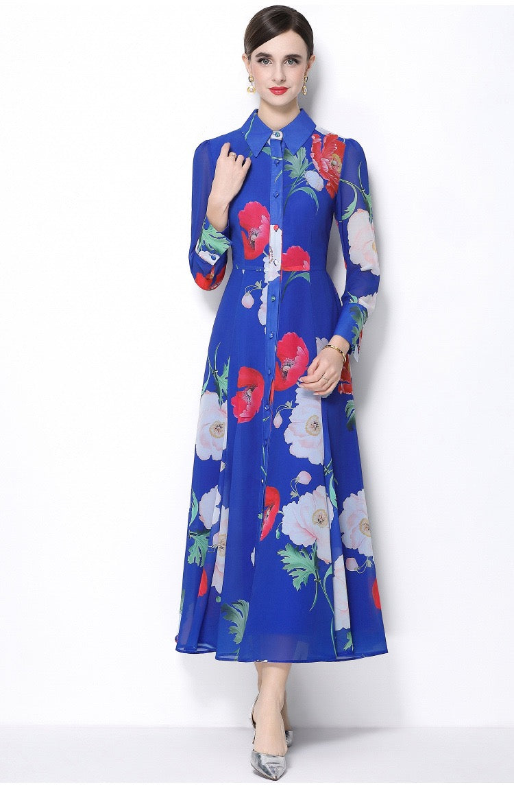 Isabella Floral Shirt Maxi Dress