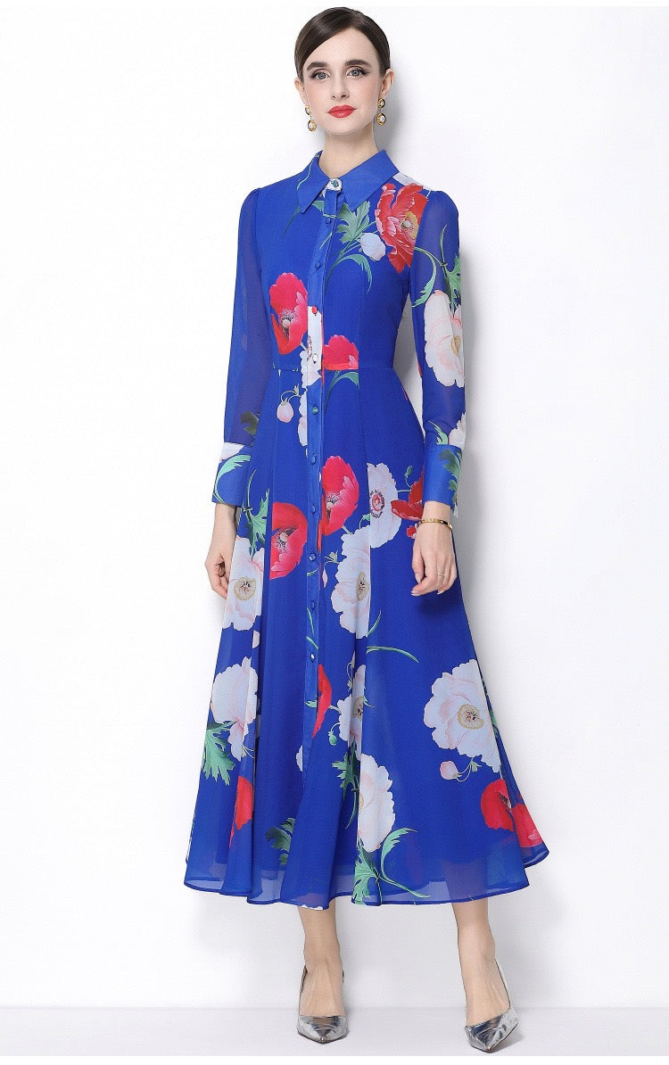 Isabella Floral Shirt Maxi Dress