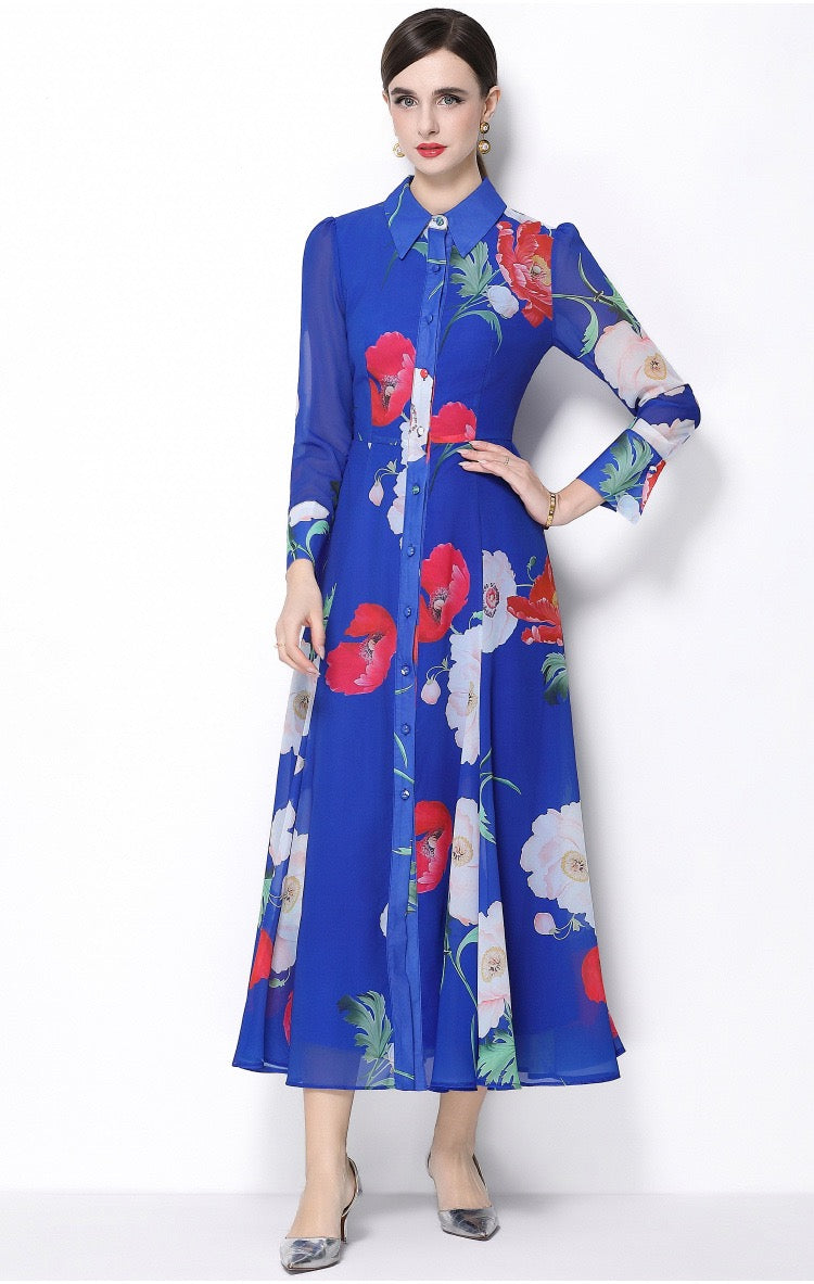 Isabella Floral Shirt Maxi Dress