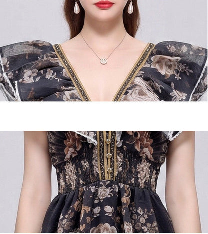Elodie Noir Floral Maxi Dress