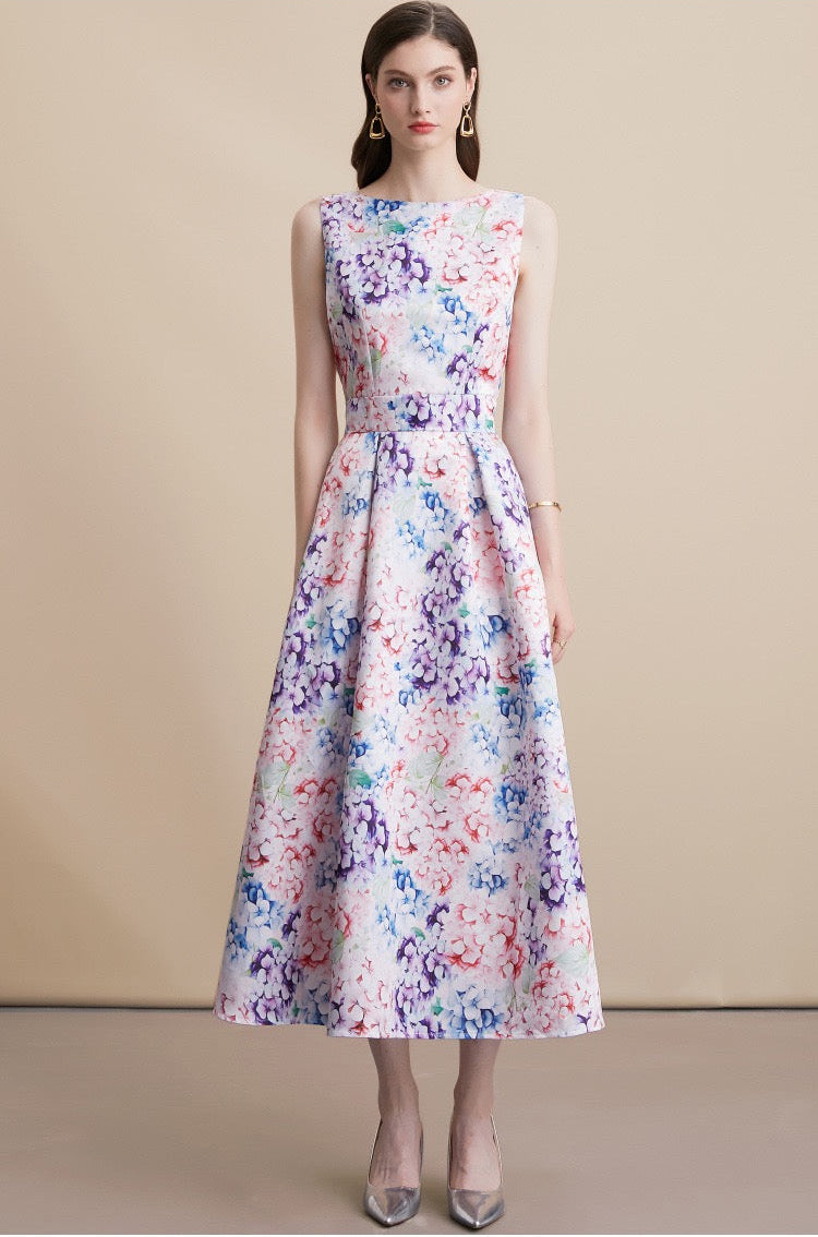 Floral Sleeveless High Waist Maxi Dress