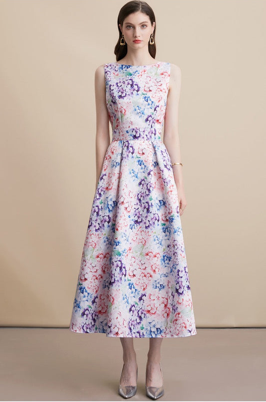 Floral Sleeveless High Waist Maxi Dress