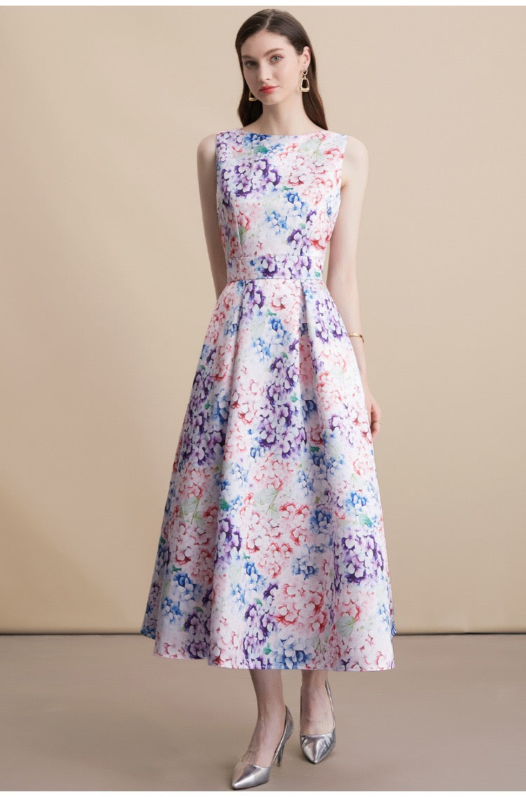 Floral Sleeveless High Waist Maxi Dress