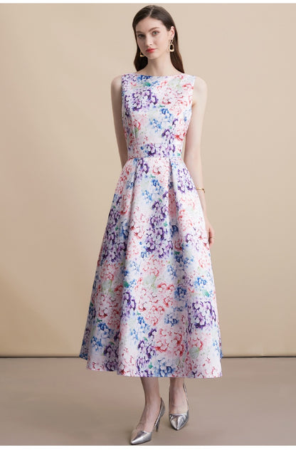 Floral Sleeveless High Waist Maxi Dress