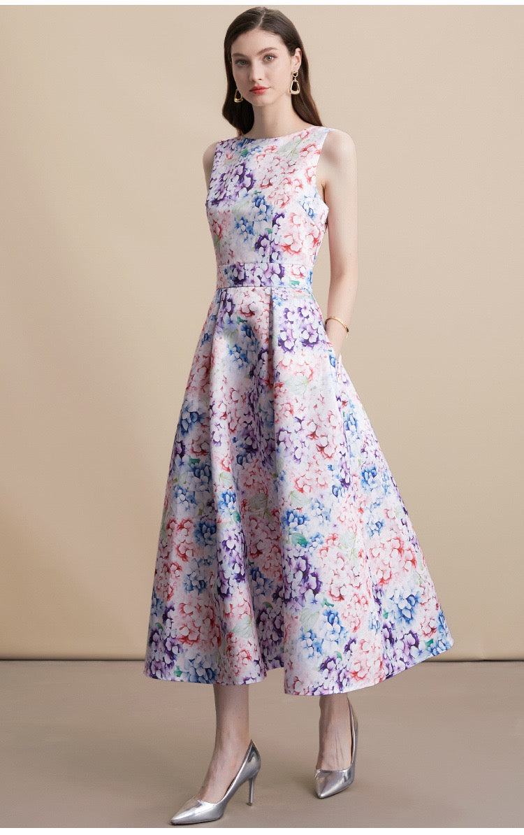 Floral Sleeveless High Waist Maxi Dress